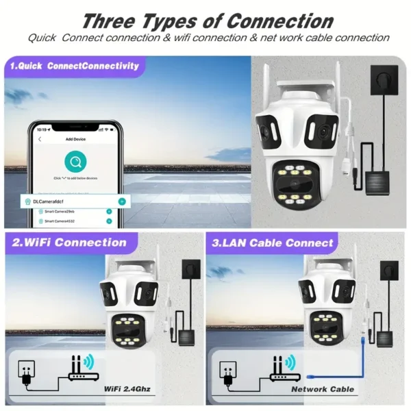 1pc 8MP 3CPU Wireless Security Camera - Image 4
